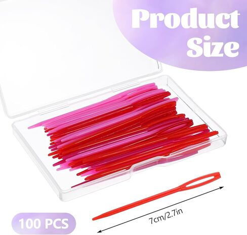 100 PCS 2.7" Plastic Yarn Needles Large Eye Sewing Needles, Knitting Tapestry Needles, Crafting Weaving Darning Needle with Threader and Box for Crochet and Canvas DIY Handmade Crafts in Saudi Arabia