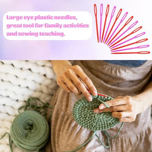 100 PCS 2.7" Plastic Yarn Needles Large Eye Sewing Needles, Knitting Tapestry Needles, Crafting Weaving Darning Needle with Threader and Box for Crochet and Canvas DIY Handmade Crafts in Saudi Arabia