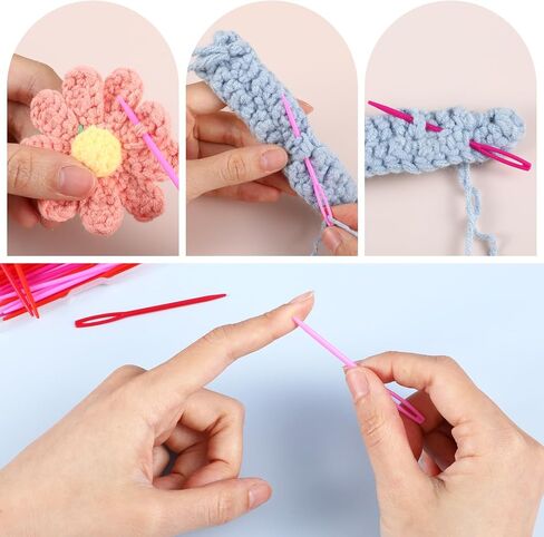 100 PCS 2.7" Plastic Yarn Needles Large Eye Sewing Needles, Knitting Tapestry Needles, Crafting Weaving Darning Needle with Threader and Box for Crochet and Canvas DIY Handmade Crafts in Saudi Arabia