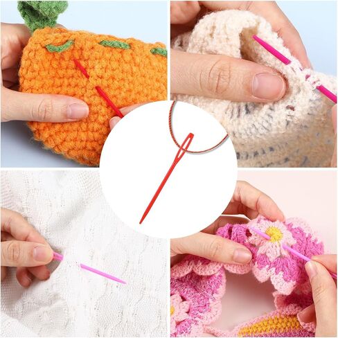 100 PCS 2.7" Plastic Yarn Needles Large Eye Sewing Needles, Knitting Tapestry Needles, Crafting Weaving Darning Needle with Threader and Box for Crochet and Canvas DIY Handmade Crafts in Saudi Arabia