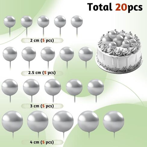 20 Pcs Balls Cake Topper 4 Size Christmas Balls Cake Decoration Silver Mini Bubble Balls Cake Picks Cake Foam Ball for DIY Decoration Wedding Baby Shower Birthday Christmas Party in Saudi Arabia