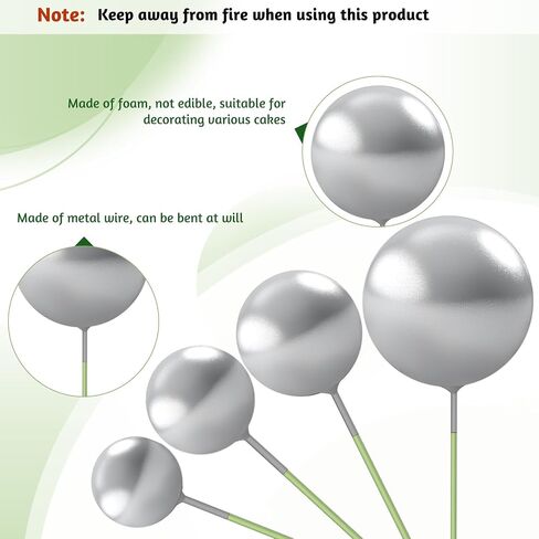 20 Pcs Balls Cake Topper 4 Size Christmas Balls Cake Decoration Silver Mini Bubble Balls Cake Picks Cake Foam Ball for DIY Decoration Wedding Baby Shower Birthday Christmas Party in Saudi Arabia