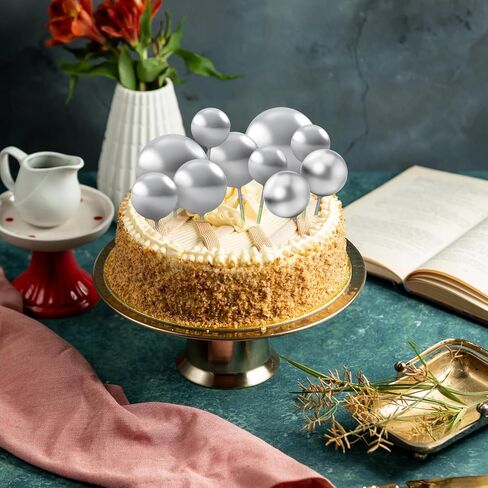 20 Pcs Balls Cake Topper 4 Size Christmas Balls Cake Decoration Silver Mini Bubble Balls Cake Picks Cake Foam Ball for DIY Decoration Wedding Baby Shower Birthday Christmas Party in Saudi Arabia