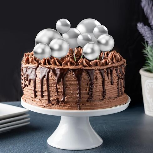 20 Pcs Balls Cake Topper 4 Size Christmas Balls Cake Decoration Silver Mini Bubble Balls Cake Picks Cake Foam Ball for DIY Decoration Wedding Baby Shower Birthday Christmas Party in Saudi Arabia