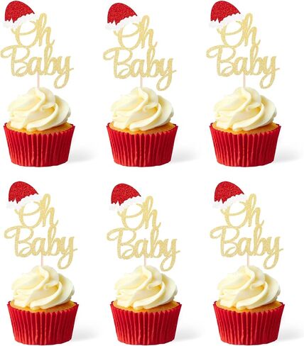 Gexolenu 36 PCS Merry Christmas Cupcake Toppers, Double-sided Glitter Mixcolor Christmas Cupcake Picks For Celebrating Christmas Theme New Year Xmas Holiday Party Cake Decorations Supplies in Saudi Arabia