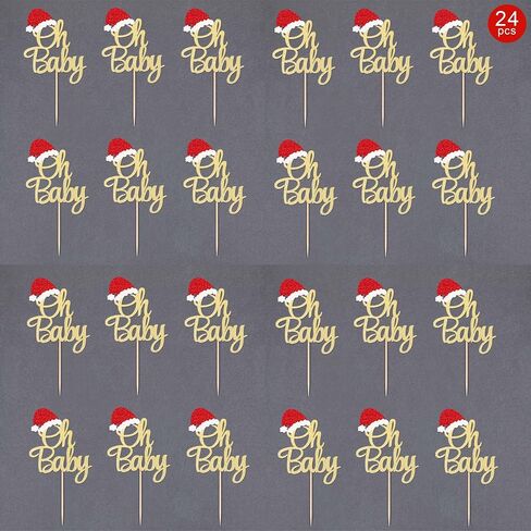 Gexolenu 36 PCS Merry Christmas Cupcake Toppers, Double-sided Glitter Mixcolor Christmas Cupcake Picks For Celebrating Christmas Theme New Year Xmas Holiday Party Cake Decorations Supplies in Saudi Arabia