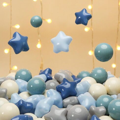 TRENDPLAY Star Ball Pit Balls for Toddlers -50 100 200 Count Star Balls Different Shapes, Non-Toxic Plastic Balls for Safe Play, Boys Girls Festival Party Decoration in Kuwait