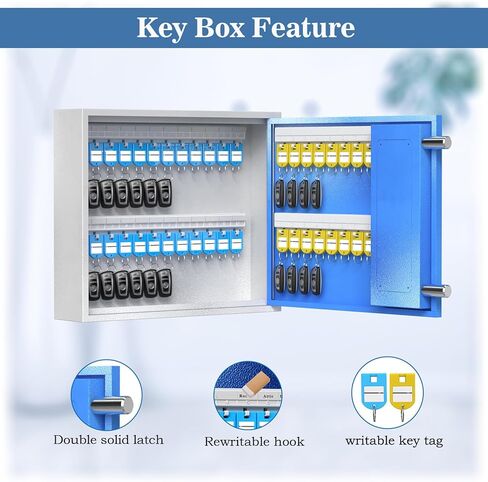 WeHere 40 مفتاح قفل على الحائط، أمان آمن لخزانة المفاتيح، صندوق قفل حامل المفاتيح مع ملصق بطاقة المفاتيح للمدرسة، الفنادق، المتجر، المكتب، الشركة، المنزل in Kuwait