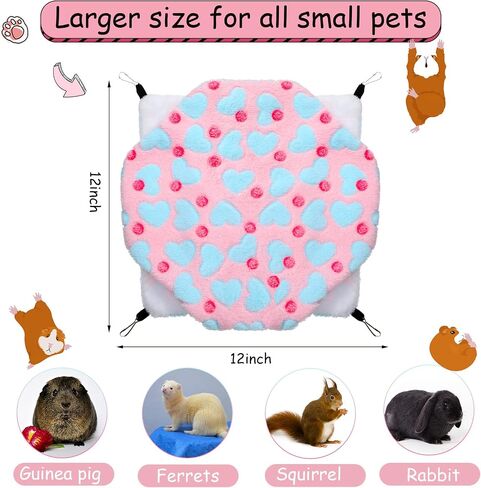 2 Pieces Rat Hammock and Guinea Pigs Soft Blankets Set Ferret Hanging Hammock Small Animal Hammock Guinea Pig Accessories Hamster Mats for Rat Ferret Guinea Pig Squirrel Small Pet(Pink) in Saudi Arabia