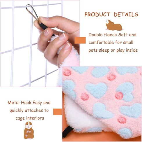 2 Pieces Rat Hammock and Guinea Pigs Soft Blankets Set Ferret Hanging Hammock Small Animal Hammock Guinea Pig Accessories Hamster Mats for Rat Ferret Guinea Pig Squirrel Small Pet(Pink) in Saudi Arabia