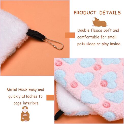 2 Pieces Rat Hammock and Guinea Pigs Soft Blankets Set Ferret Hanging Hammock Small Animal Hammock Guinea Pig Accessories Hamster Mats for Rat Ferret Guinea Pig Squirrel Small Pet(Pink) in Saudi Arabia