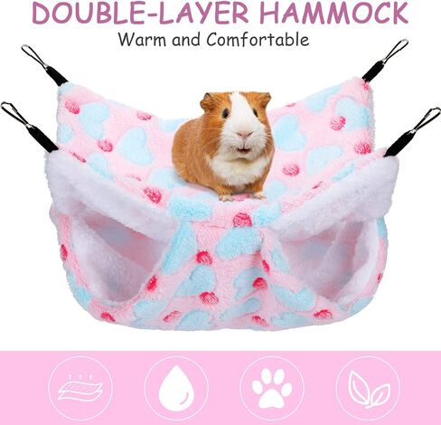 2 Pieces Rat Hammock and Guinea Pigs Soft Blankets Set Ferret Hanging Hammock Small Animal Hammock Guinea Pig Accessories Hamster Mats for Rat Ferret Guinea Pig Squirrel Small Pet(Pink) in Saudi Arabia