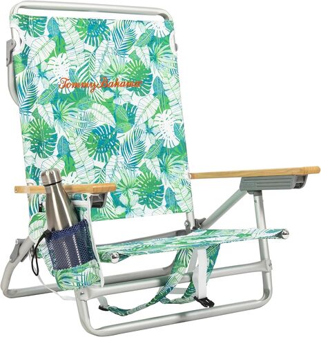 Tommy Bahama 5-Position Classic Lay Flat Folding Backpack Beach Chair, Aluminum , Red, White, and Blue Stripe in Saudi Arabia