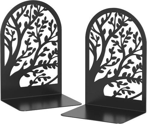 VFINE Bookends for Shelves Decorative 1 Pair, Tree Metal Bookends, Book Holder for Shelf, Unique Black Book Stoppers for Shelves, Home Decorative Book Ends in Saudi Arabia