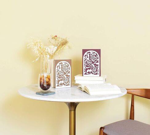 CNK Book Ends, Premium BookEnds for Bookend Shelves, Book Stopper Metal Book Ends for Home Office Heavy Books, Book Shelf Holder, Home Decorative, Book Stoppers, Book Holder (Rose White) in Kuwait