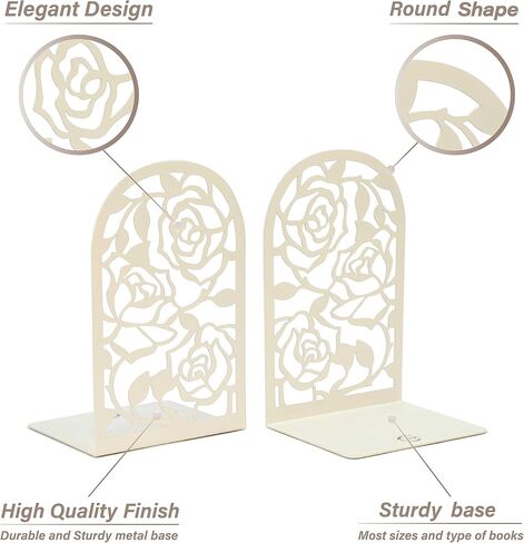 CNK Book Ends, Premium BookEnds for Bookend Shelves, Book Stopper Metal Book Ends for Home Office Heavy Books, Book Shelf Holder, Home Decorative, Book Stoppers, Book Holder (Rose White) in Kuwait