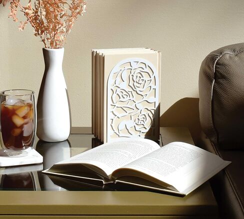 CNK Book Ends, Premium BookEnds for Bookend Shelves, Book Stopper Metal Book Ends for Home Office Heavy Books, Book Shelf Holder, Home Decorative, Book Stoppers, Book Holder (Rose White) in Kuwait
