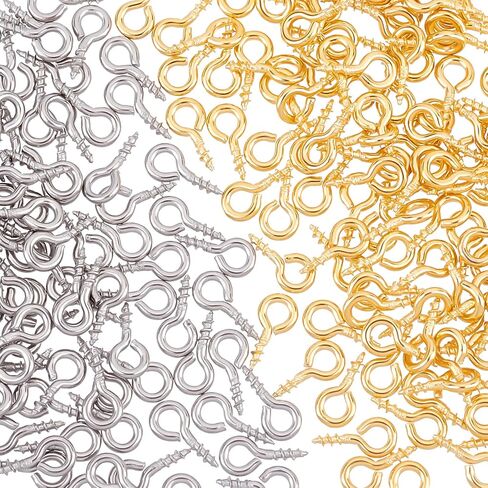 UNICRAFTALE About 200pcs 2 Colors Stainless Steel Screw Eye Pin Peg Bails Small Screw Eye Pins Clasps Hooks Pin Eye Screws Connectors for Half Drilled Beads Jewelry Earring Making, Hole 2mm in Saudi Arabia
