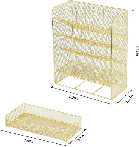 Spacrea Pen Holder Desk Organizer - Desk Organizers and Accessories, Pencil Holder with 10 Compartments and 1 Drawer（White） in Saudi Arabia