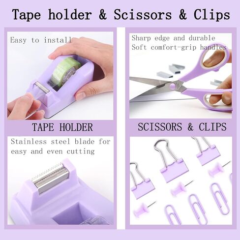 Green Office Desk Accessories Supplies, 12pcs Desk Organizers and Accessories with Tape dispenser and Stapler,Staples,Staple Remover,Pen Holder,Scissor,Ruler,Sticky Tabs,Tape,Ballpoint Pen,Clips Set in Saudi Arabia