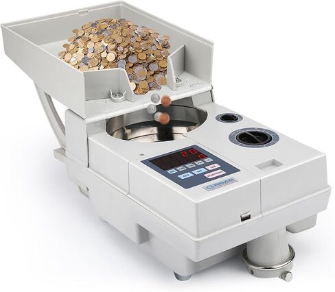 Ribao CS-10S High Speed Portable Coin Counter and Sorter, 1800 Coins per Minute Counting Speed, 2000 Coins Hopper Capacity, Suitable for International Coins and Tokens, Two-Year Warranty in Kuwait