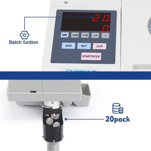 Ribao CS-10S High Speed Portable Coin Counter and Sorter, 1800 Coins per Minute Counting Speed, 2000 Coins Hopper Capacity, Suitable for International Coins and Tokens, Two-Year Warranty in Kuwait