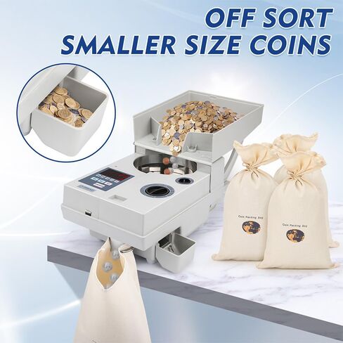 Ribao CS-10S High Speed Portable Coin Counter and Sorter, 1800 Coins per Minute Counting Speed, 2000 Coins Hopper Capacity, Suitable for International Coins and Tokens, Two-Year Warranty in Kuwait