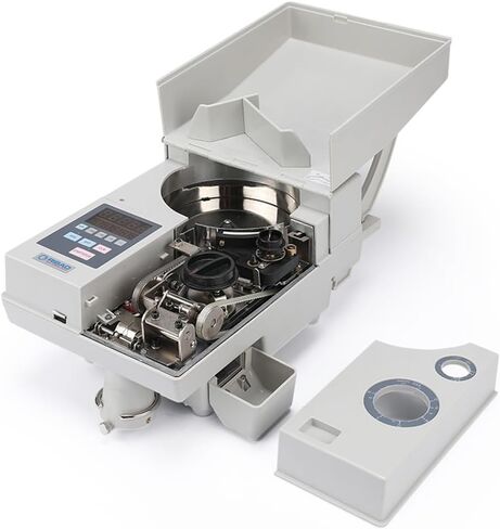 Ribao CS-10S High Speed Portable Coin Counter and Sorter, 1800 Coins per Minute Counting Speed, 2000 Coins Hopper Capacity, Suitable for International Coins and Tokens, Two-Year Warranty in Kuwait