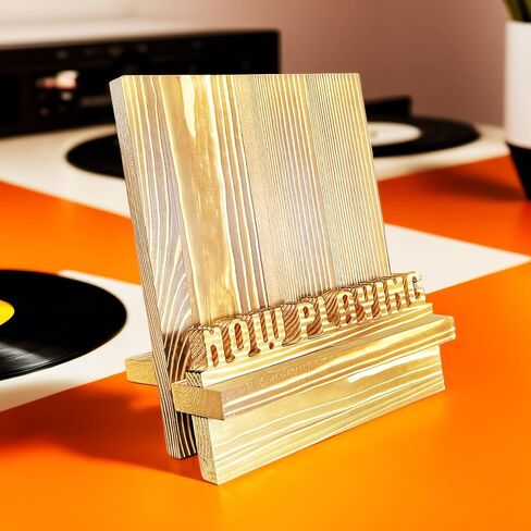 60 LP Vinyl Record Storage Holder, Rustic Wooden Vinyl Stand, Fits 10"-12" Size Record, Easy to Flip Vinyl Record Storage & Vinyl Display Shelf, Farmhouse Home Decor in Saudi Arabia