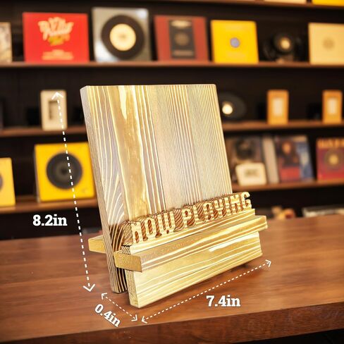 60 LP Vinyl Record Storage Holder, Rustic Wooden Vinyl Stand, Fits 10"-12" Size Record, Easy to Flip Vinyl Record Storage & Vinyl Display Shelf, Farmhouse Home Decor in Saudi Arabia