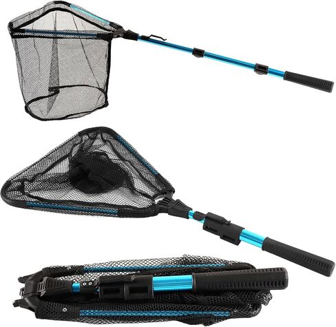 Fishing Net with Handle,Fishing Landing net with Telescoping Pole Handle,Folding Fishing Net for Easy Transportation & Storage，Fishing Nets for Fish for Kids Adults in Saudi Arabia