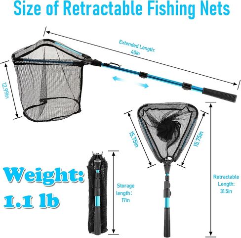 Fishing Net with Handle,Fishing Landing net with Telescoping Pole Handle,Folding Fishing Net for Easy Transportation & Storage，Fishing Nets for Fish for Kids Adults in Saudi Arabia