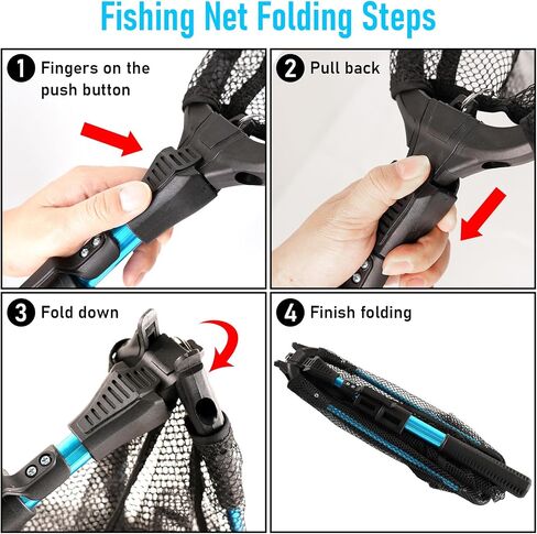 Fishing Net with Handle,Fishing Landing net with Telescoping Pole Handle,Folding Fishing Net for Easy Transportation & Storage，Fishing Nets for Fish for Kids Adults in Saudi Arabia