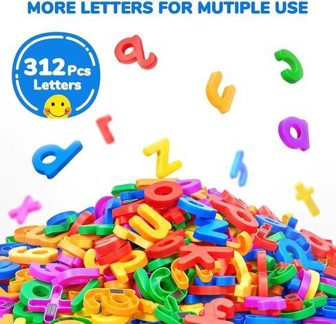 Magnetic Letters, 312 Pieces Lowercase Alphabet Fridge Magnets, ABC Magnets for Toddlers Kids, Educational Learning Plastic Letters Set for Kindergarten Classroom in Kuwait
