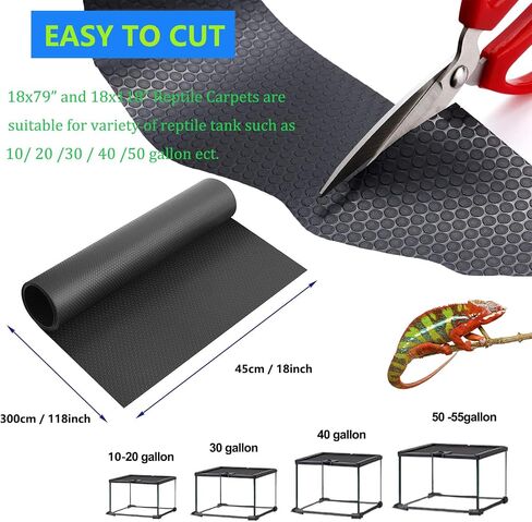Bearded Dragon Tank Accessories, 18x79 in Non-Stick Reptile Carpet Substrate Terrarium Tank Liner Carpet, Waterproof Reptile Bedding Floor Mats for Snakes, Leopards, Geckos, Lizards in Saudi Arabia