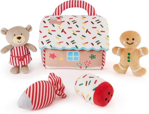 GUND Baby Play Soft Collection, My First Gingerbread House 5-Piece Playset with Rattle, Squeaker and Crinkle Plush Toys, Sensory Toy for Babies, 7.5" in Saudi Arabia