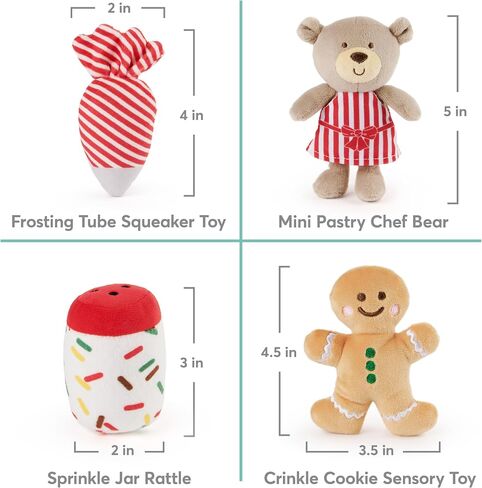 GUND Baby Play Soft Collection, My First Gingerbread House 5-Piece Playset with Rattle, Squeaker and Crinkle Plush Toys, Sensory Toy for Babies, 7.5" in Saudi Arabia