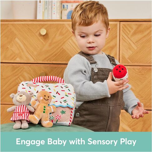 GUND Baby Play Soft Collection, My First Gingerbread House 5-Piece Playset with Rattle, Squeaker and Crinkle Plush Toys, Sensory Toy for Babies, 7.5" in Saudi Arabia