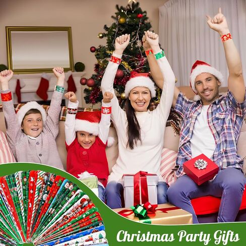 LUYI 60 PCS Christmas Slap Bracelets, Christmas Party Favors Toys for Kids Xmas Slap Wristbands Snap Bracelets Bulk for Christmas Stocking Stuffers Decoration Gifts Bag Filler in Saudi Arabia