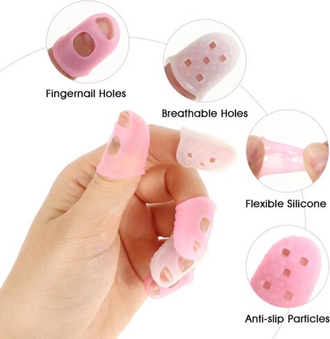 30 Pcs Rubber Finger Tips, Fingertip Protector Caps Anti-Slip Fingertips Protector Pads Breathable Silicone Fingers Tips Guard for Paper Turning Hand Sewing Money Counting Guitar Playing in Saudi Arabia