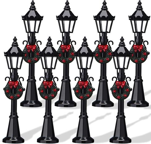 Christmas Village Accessories Christmas Mini Street Light Models Street Miniature Lamp Post Christmas Dollhouse Small Street Lamp, Age Over 6 Years (4 Pieces,Classic Style) in Saudi Arabia