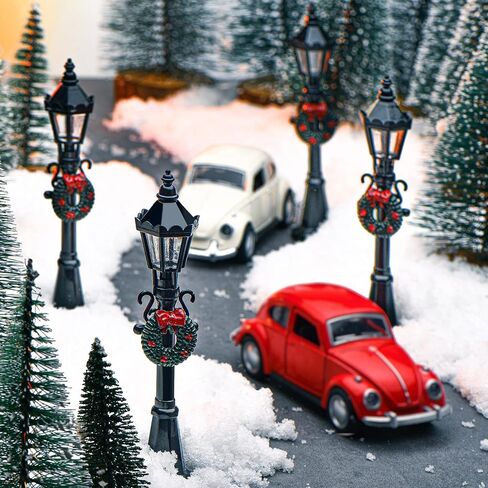 Christmas Village Accessories Christmas Mini Street Light Models Street Miniature Lamp Post Christmas Dollhouse Small Street Lamp, Age Over 6 Years (4 Pieces,Classic Style) in Saudi Arabia