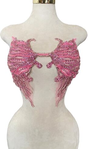 Trimimg Patches Pure Handmade with Glass Rhinestones Beads sew on Applique for Dress Chest Decorative Accessories 17X13inches (Deepgreen) in Saudi Arabia