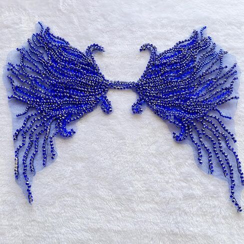 Trimimg Patches Pure Handmade with Glass Rhinestones Beads sew on Applique for Dress Chest Decorative Accessories 17X13inches (Deepgreen) in Kuwait