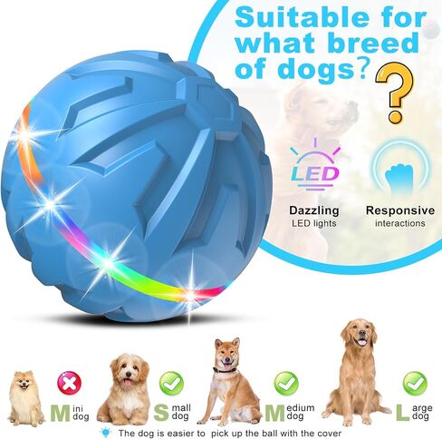 Interactive Dog Toys Ball Ultra Ball Dog Toy, Active Rolling Ball with Remote Control LED Lights, Durable Rubber Peppy Pet Ball for Medium Large Dogs Boredom, Automatic Moving, 3.2-in Green in Saudi Arabia
