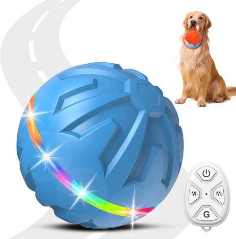 Interactive Dog Toys Ball Ultra Ball Dog Toy, Active Rolling Ball with Remote Control LED Lights, Durable Rubber Peppy Pet Ball for Medium Large Dogs Boredom, Automatic Moving, 3.2-in Green in Saudi Arabia