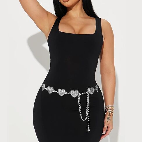 Women Concho Chain Belt Western Cowgirl Waist Chain Adjustable Metal Link in Saudi Arabia
