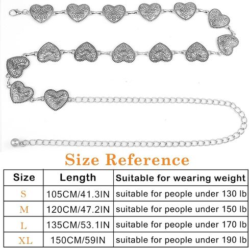 Women Concho Chain Belt Western Cowgirl Waist Chain Adjustable Metal Link in Saudi Arabia