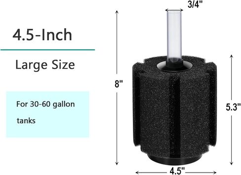 AQUANEAT Aquarium Sponge Filter Breeding Fry Betta Shrimp Nano Fish Tank 4pcs (Large up to 60Gal) in Saudi Arabia