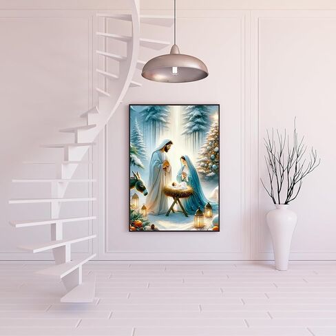 مجموعات الطلاء الماسي لمشهد عيد الميلاد 5D للبالغين المبتدئين، مجموعة الفن الماسي لولد يسوع، مجموعات فنية للحفر الدائري الكامل من الألماس للبالغين، ديكور جدار المنزل 11.8 × 15.7 بوصة in Kuwait